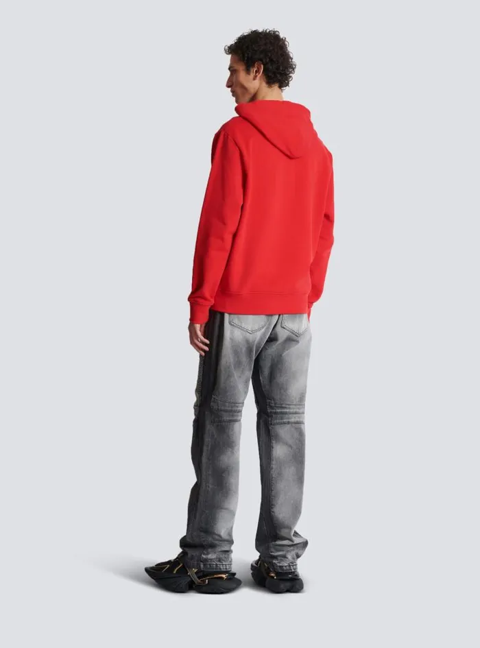 Balmain Sweatshirts Men Racing Hoodie Red