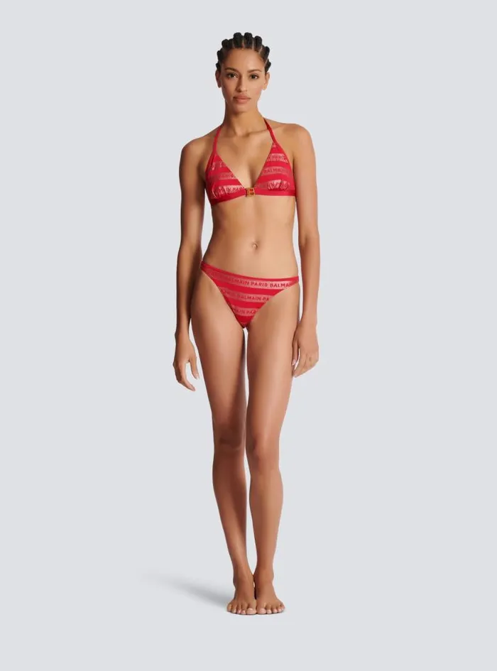 Balmain Swimwear Women Paris Triangle Bikini Red