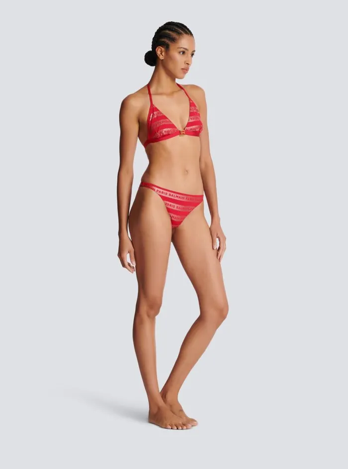 Balmain Swimwear Women Paris Triangle Bikini Red