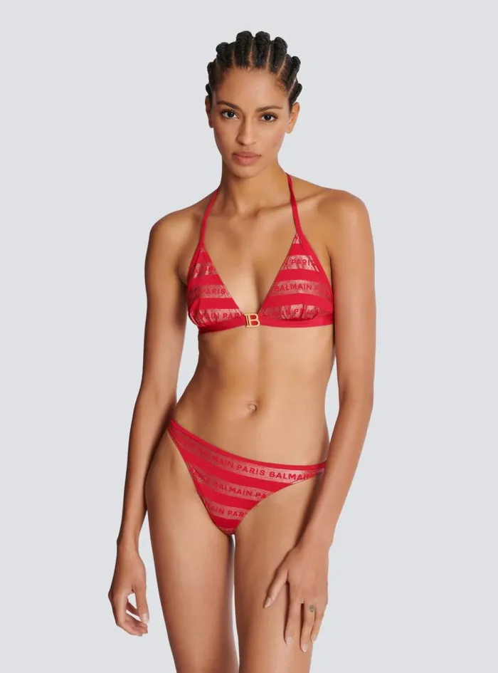 Balmain Swimwear Women Paris Triangle Bikini Red