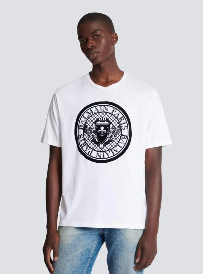 Balmain TShirts Men Coin Tshirt White