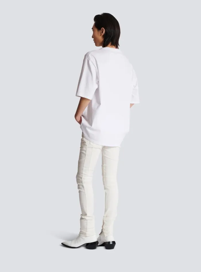 Balmain TShirts Men Loose Postcard Printed Tshirt White