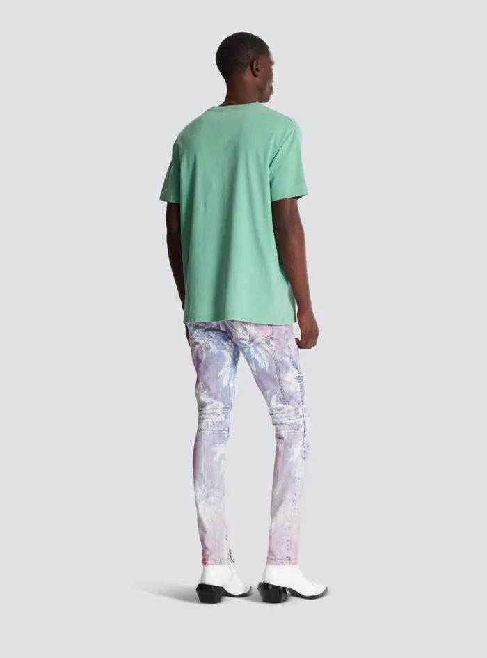 Balmain TShirts Men Loose Tshirt With Vintage Embroidery Green