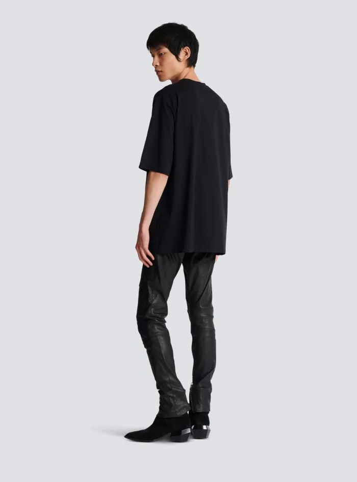 Balmain TShirts Men Signature Embroidered Tshirt Black