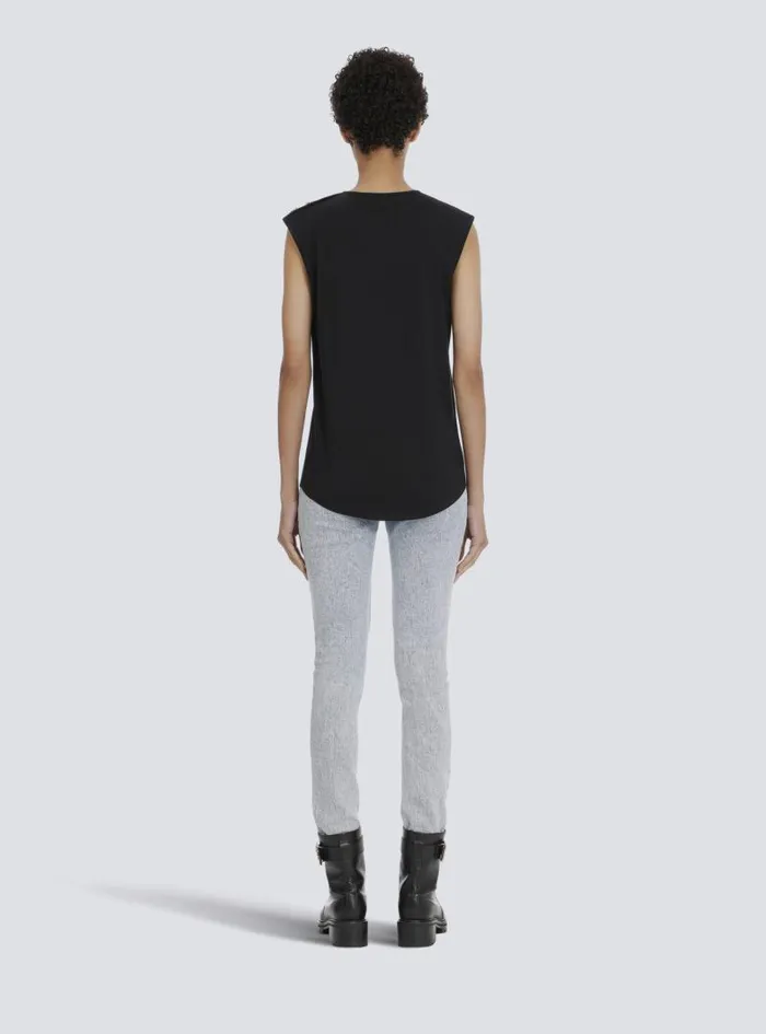 Balmain TShirts Women Cotton Tshirt With Logo Print Gold
