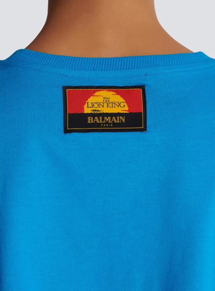 Balmain TShirts Women Disney X The Lion King 8211 Cropped Tshirt With Cassius Khumalo Print Blue