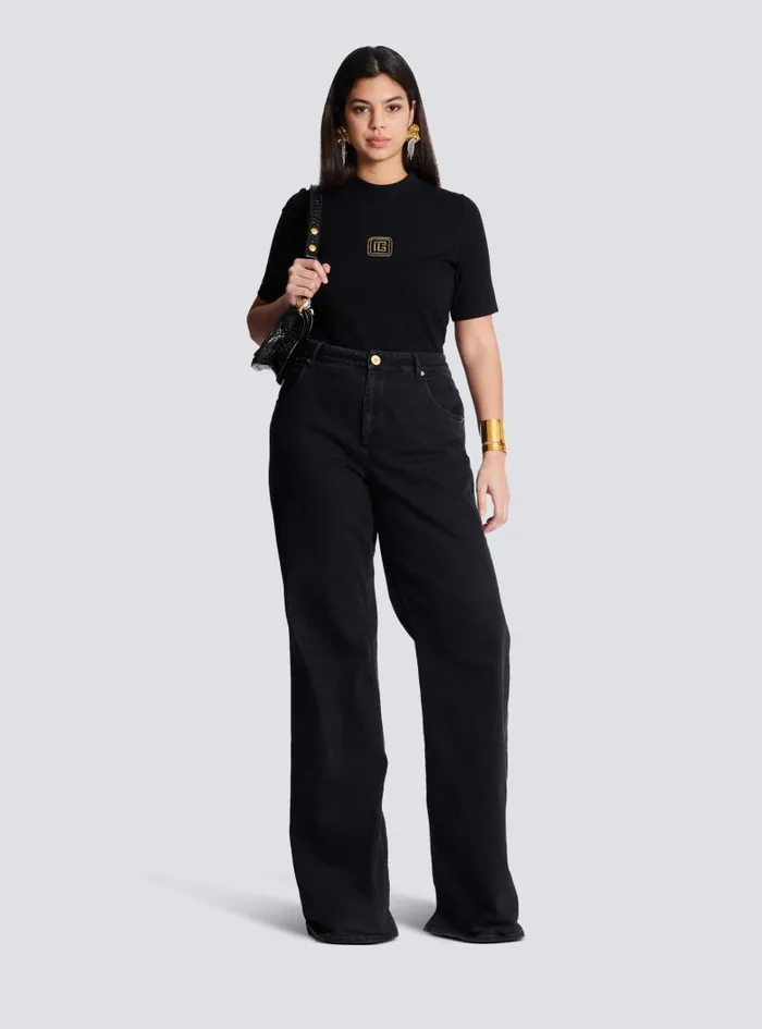 Balmain TShirts Women Retro PB Tshirt Black