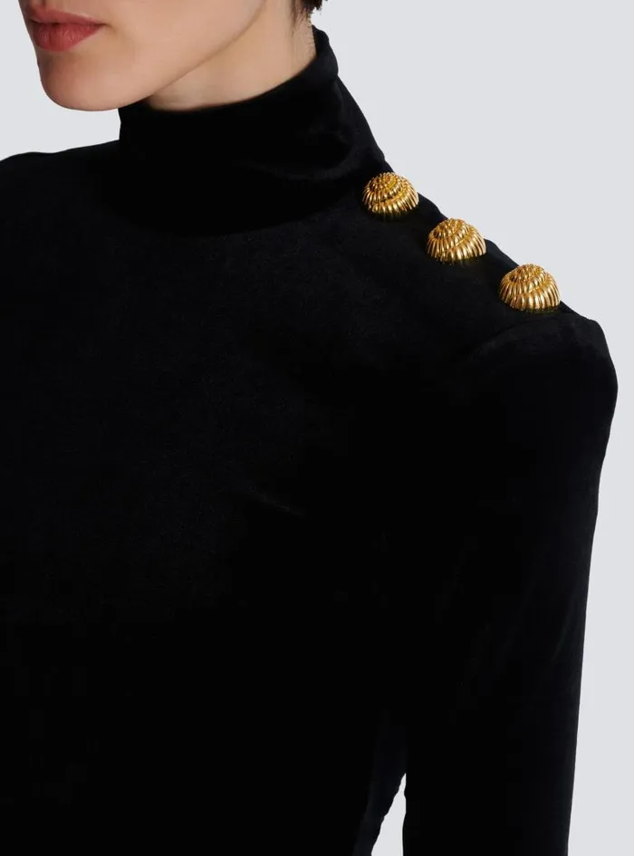 Balmain Tops And Shirts Women Longsleeved Velvet Top Black