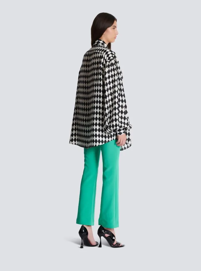 Balmain Tops And Shirts Women Pussybow Shirt With Diamond Print Black