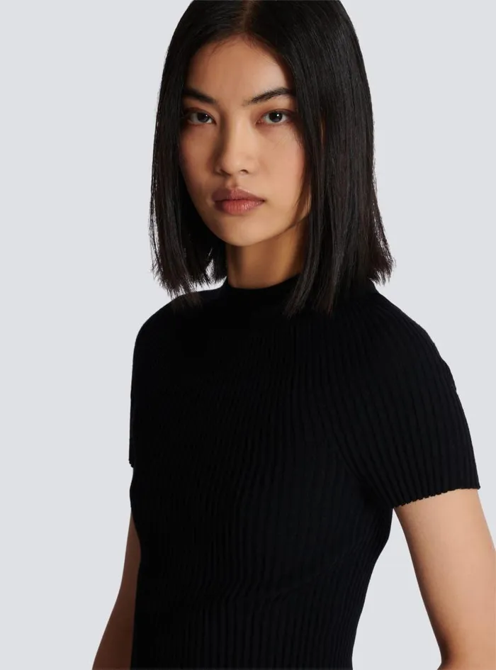 Balmain Tops And Shirts Women Ribbed Knit Top Black