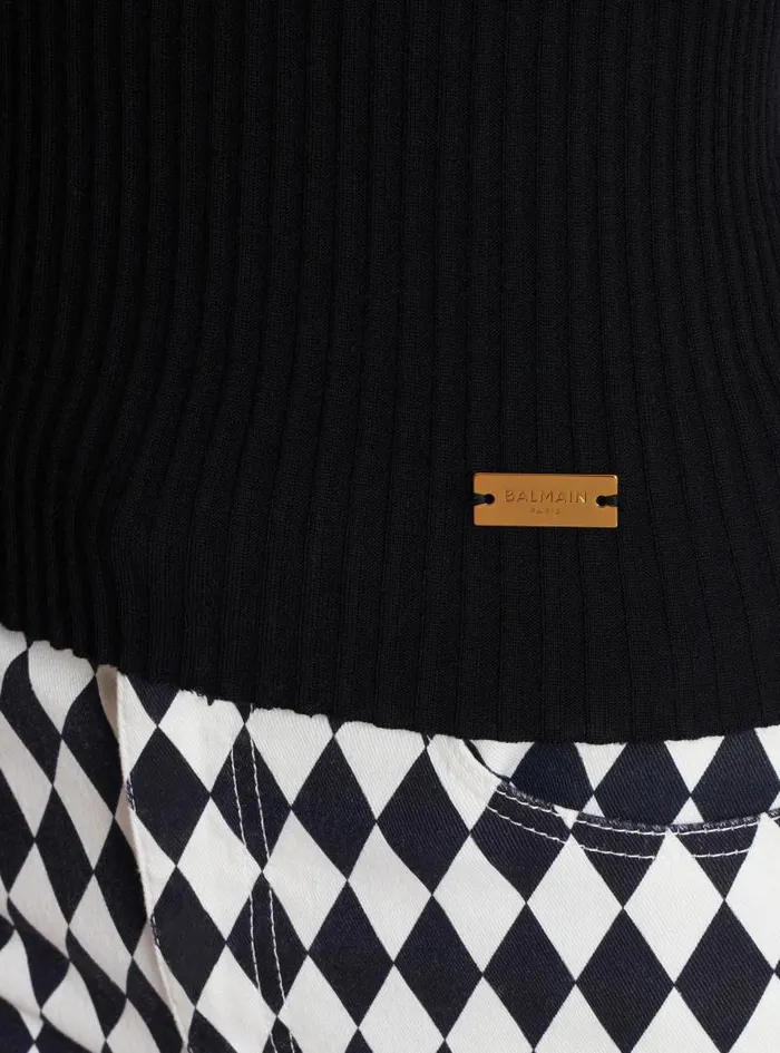 Balmain Tops And Shirts Women Ribbed Knit Top Black
