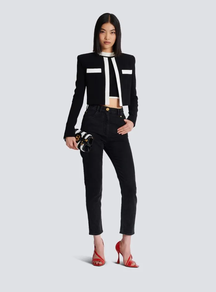 Balmain Tops And Shirts Women Twotone Top Black