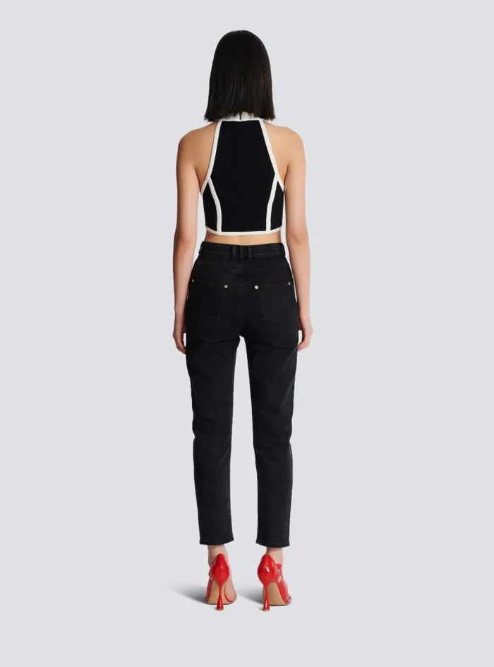 Balmain Tops And Shirts Women Twotone Top Black