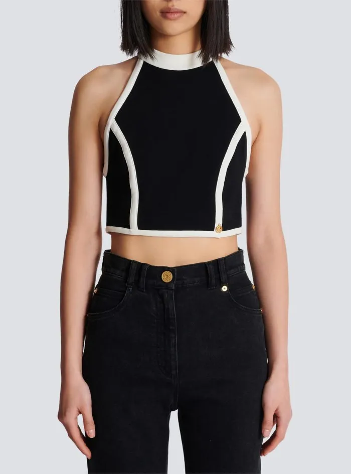 Balmain Tops And Shirts Women Twotone Top Black