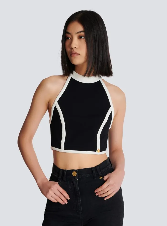 Balmain Tops And Shirts Women Twotone Top Black