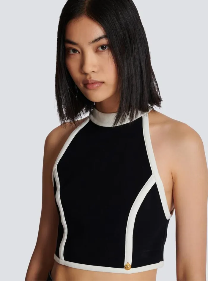 Balmain Tops And Shirts Women Twotone Top Black