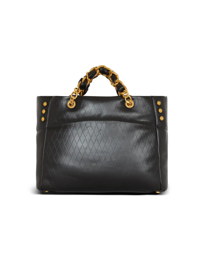 Balmain Tote Bags Women 1945 Soft Tote Bag In Embossed Calfskin Black