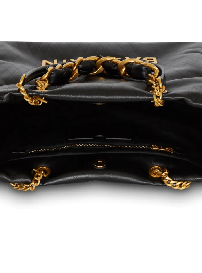 Balmain Tote Bags Women 1945 Soft Tote Bag In Embossed Calfskin Black
