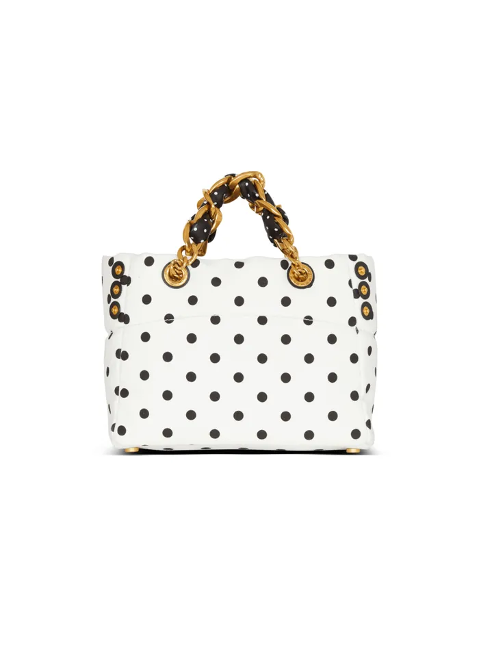 Balmain Tote Bags Women Small 1945 Soft Tote Bag In Polka Dot Canvas White
