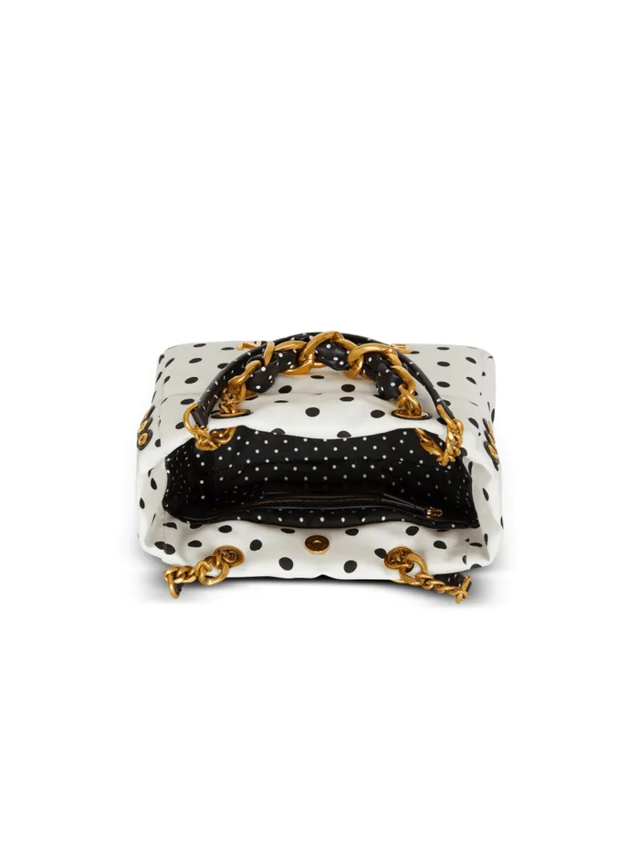 Balmain Tote Bags Women Small 1945 Soft Tote Bag In Polka Dot Canvas White