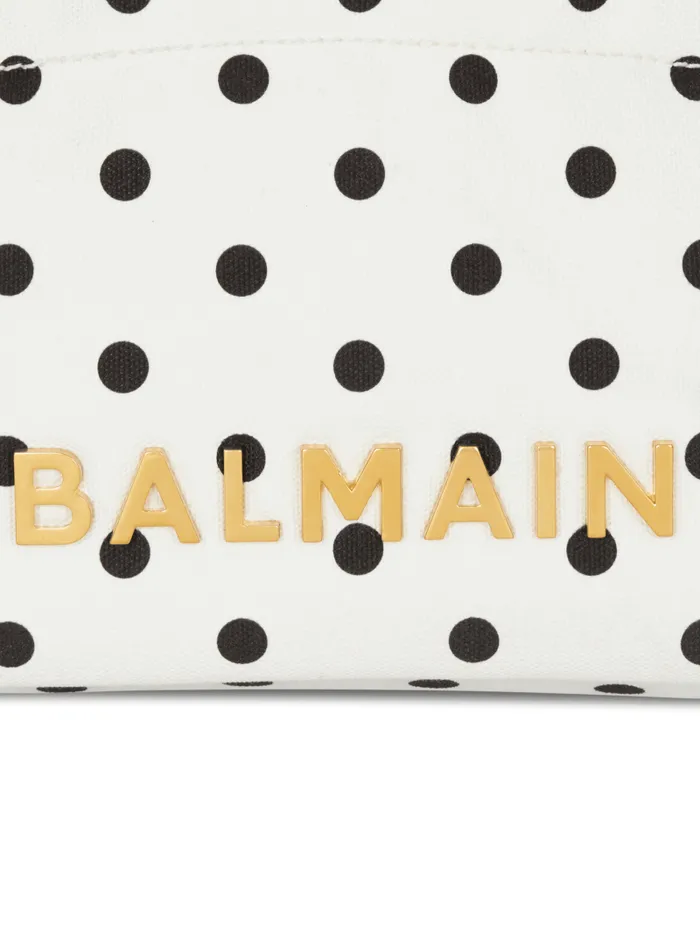 Balmain Tote Bags Women Small 1945 Soft Tote Bag In Polka Dot Canvas White