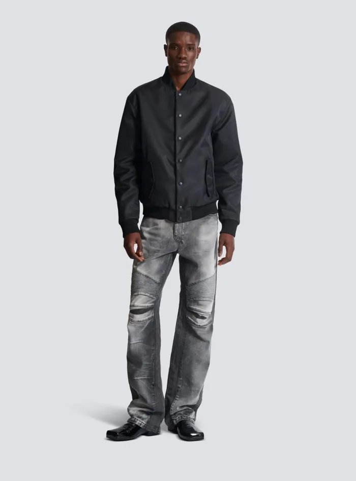 Balmain Trousers And Shorts Men Loosefit Denim Biker Jeans Black