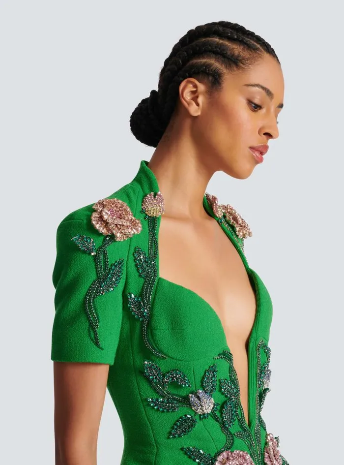 Balmain Trousers And Shorts Women Flowerembroidered Playsuit Green
