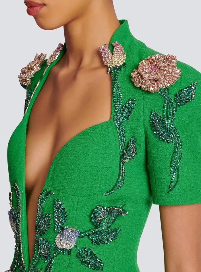 Balmain Trousers And Shorts Women Flowerembroidered Playsuit Green