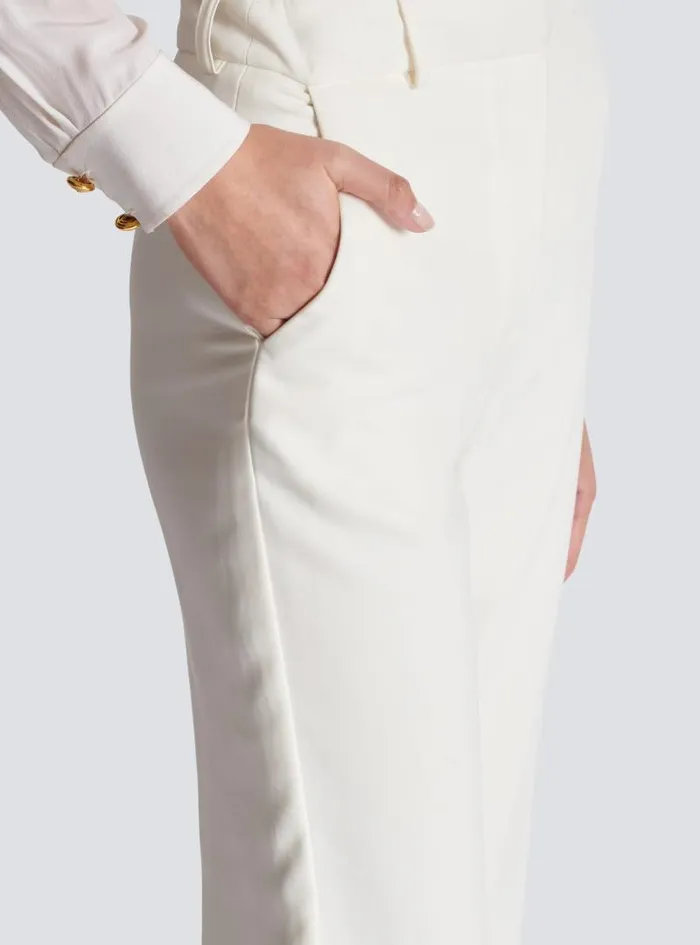 Balmain Trousers And Shorts Women Highwaisted Crepe Trousers White