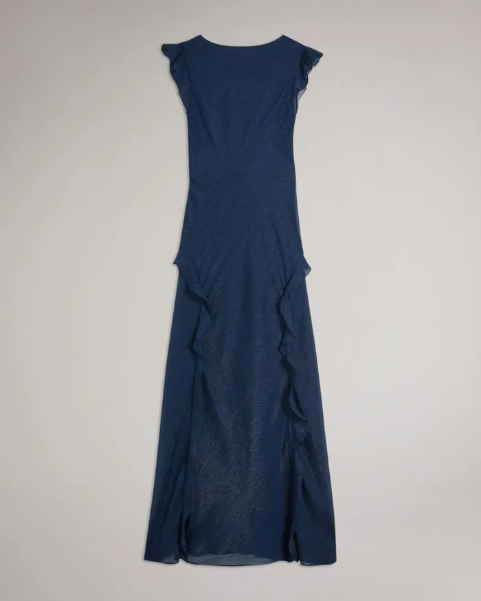 Bias Cut Maxi Dress With Ruffle Detail Dark Blue Women Ted Baker Clothing