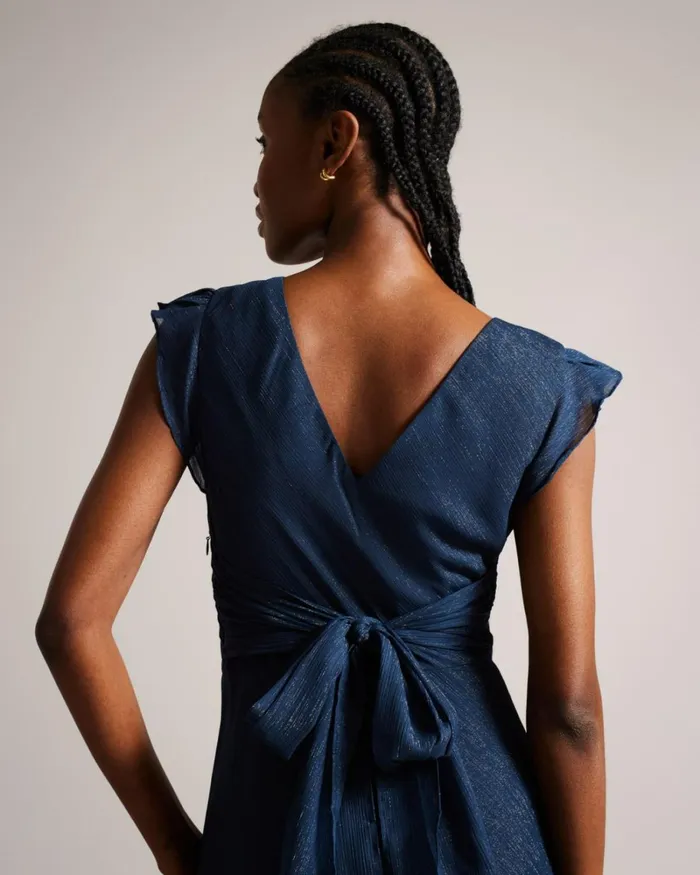 Bias Cut Maxi Dress With Ruffle Detail Dark Blue Women Ted Baker Clothing Bias Cut Maxi Dress With Ruffle Detail Dark Blue Women Ted Baker Clothing