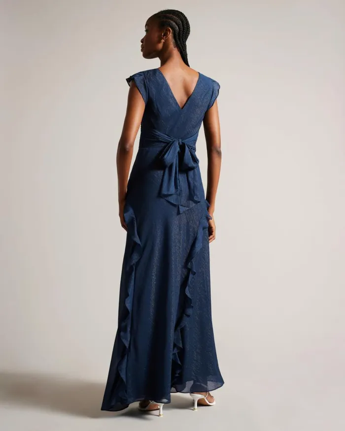 Bias Cut Maxi Dress With Ruffle Detail Dark Blue Women Ted Baker Clothing Bias Cut Maxi Dress With Ruffle Detail Dark Blue Women Ted Baker Clothing