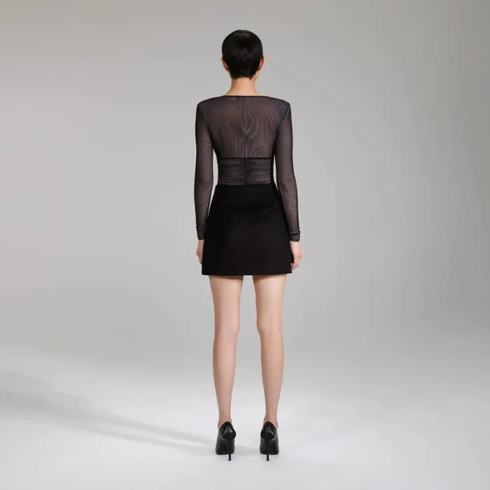 Bottoms Woman SelfPortrait Black Wool Mini Skirt Bottoms Woman SelfPortrait Black Wool Mini Skirt