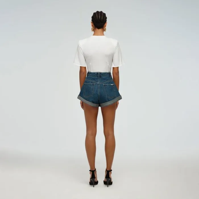 Bottoms Woman SelfPortrait Blue Denim Cropped High Rise Trouser Bottoms Woman SelfPortrait Blue Denim Cropped High Rise Trouser