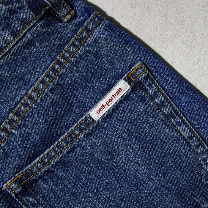 Bottoms Woman SelfPortrait Blue Denim Cropped High Rise Trouser Bottoms Woman SelfPortrait Blue Denim Cropped High Rise Trouser