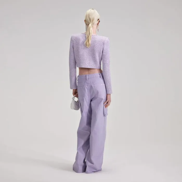 Bottoms Woman SelfPortrait Lilac Denim Cargo Jeans Bottoms Woman SelfPortrait Lilac Denim Cargo Jeans