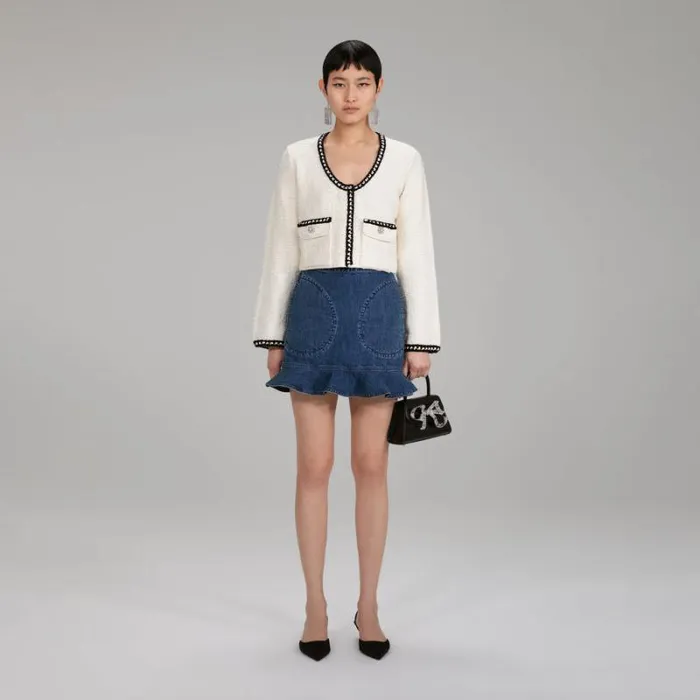 Bottoms Woman SelfPortrait Melange Knit Mini Skirt Bottoms Woman SelfPortrait Melange Knit Mini Skirt