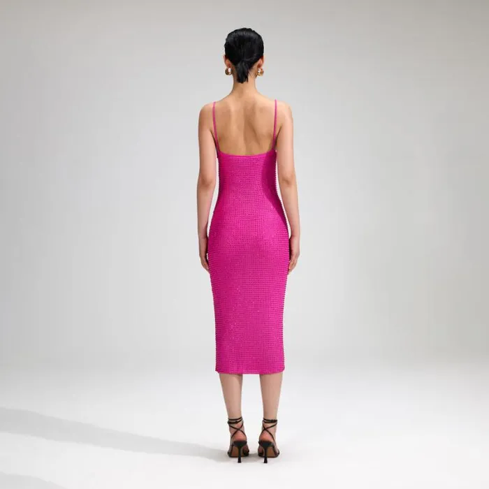 Bottoms Woman SelfPortrait Orange Rhinestone Mesh Midi Skirt Bottoms Woman SelfPortrait Orange Rhinestone Mesh Midi Skirt
