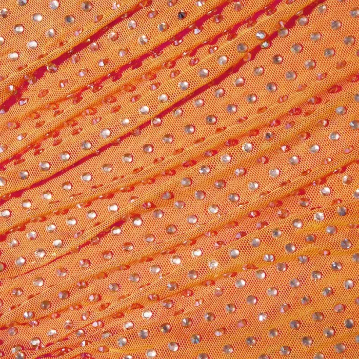 Bottoms Woman SelfPortrait Orange Rhinestone Mesh Midi Skirt Bottoms Woman SelfPortrait Orange Rhinestone Mesh Midi Skirt