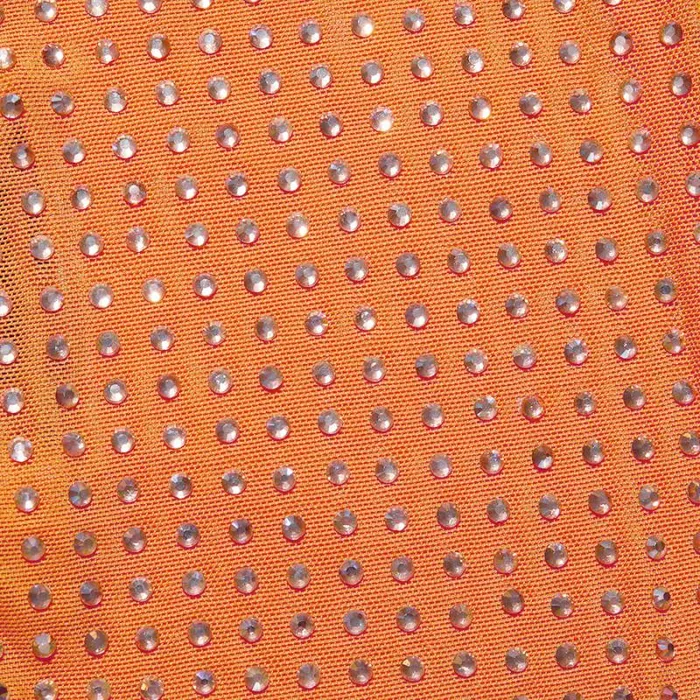 Bottoms Woman SelfPortrait Orange Rhinestone Mesh Midi Skirt Bottoms Woman SelfPortrait Orange Rhinestone Mesh Midi Skirt