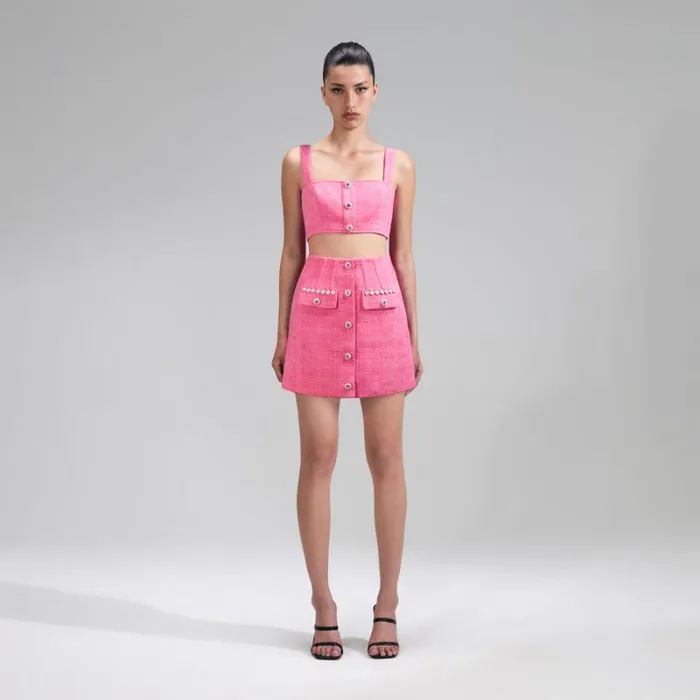 Bottoms Woman SelfPortrait Orange Rhinestone Mesh Midi Skirt Bottoms Woman SelfPortrait Orange Rhinestone Mesh Midi Skirt