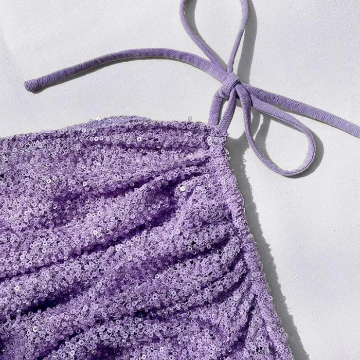 Bottoms Woman SelfPortrait Purple Beaded Mini Skirt Bottoms Woman SelfPortrait Purple Beaded Mini Skirt