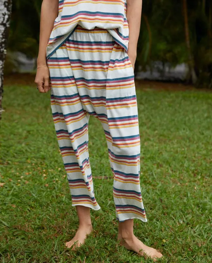 Bottoms Women039s The Great The Jersey Crop Cream Beach Stripe