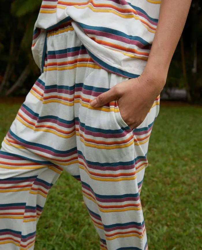 Bottoms Women039s The Great The Jersey Crop Cream Beach Stripe