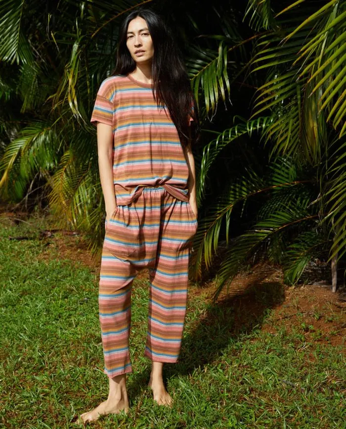 Bottoms Women039s The Great The Jersey Crop Rust Surf Stripe