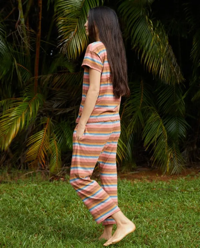 Bottoms Women039s The Great The Jersey Crop Rust Surf Stripe