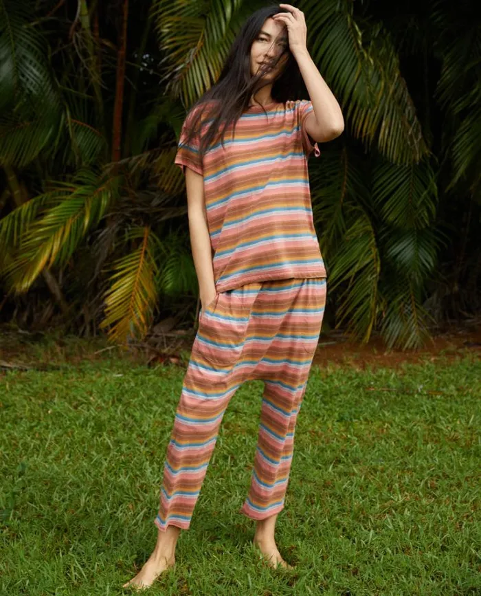 Bottoms Women039s The Great The Jersey Crop Rust Surf Stripe