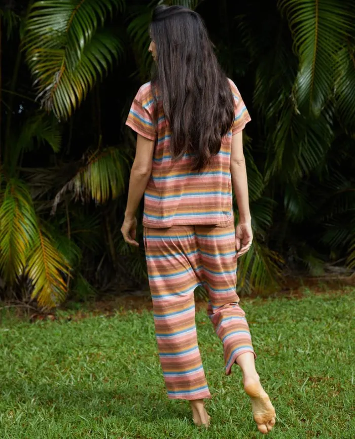 Bottoms Women039s The Great The Jersey Crop Rust Surf Stripe