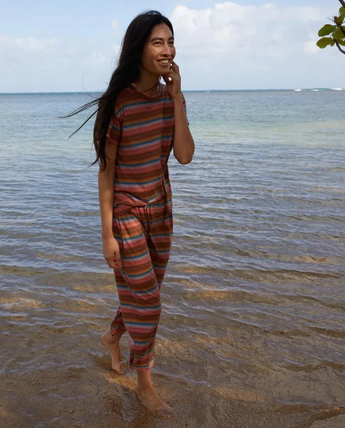 Bottoms Women039s The Great The Jersey Crop Rust Surf Stripe