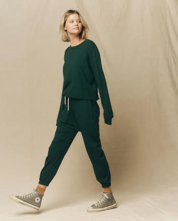 Bottoms Women039s The Great The Jersey Jogger Pant Green Grove